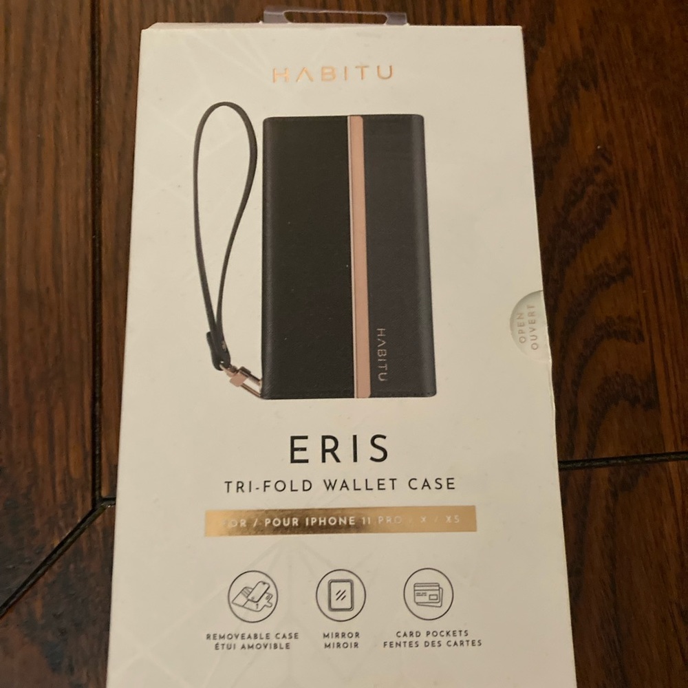 Habitu Eris Tri-Fold Wallet Case for IPhone 11 Pro/ X/ XS, brand new but opened